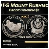 1991-S Mount Rushmore Proof Modern Commem Dollar $