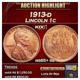 1913-d Lincoln Cent 1c ms65+ rb SEGS