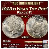 1923-d Peace Dollar Near Top Pop! $1 ms66+ SEGS