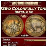 IS 1926-d Buffalo Nickel Colorfully Toned 5c ms65+