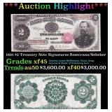 1891 $2 Treasury Note Grades xf+ Signatures Rosecr