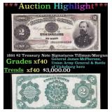 1891 $2 Treasury Note Grades xf Signatures Tillman