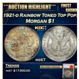 1921-d Morgan Dollar Rainbow Toned Top Pop! $1 ms6