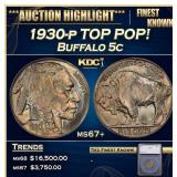 1930-p Buffalo Nickel TOP POP! 5c ms67+ SEGS