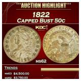 IR 1822 Capped Bust Half Dollar 50c ms62 USCG
