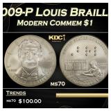 2009-P Louis Braille Modern Commem Dollar $1 ms70