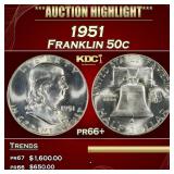 IO 1951 Proof Franklin Half Dollar 50c pr66+ SEGS