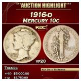 IE 1916-d Mercury Dime 10c vf20 USCG
