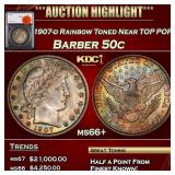 1907-d Barber Half Dollars Rainbow Toned Near TOP