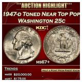 IE 1947-d Washington Quarter Toned Near Top Pop! 2