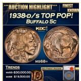 1938-d/s Buffalo Nickel TOP POP! 5c ms68+ SEGS