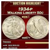 IO 1934-p Walking Liberty Half Dollar 50c ms67+ SE