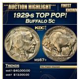 IO 1929-s Buffalo Nickel TOP POP! 5c Grades ms67+
