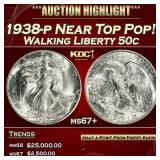 IE 1938-p Walking Liberty Half Dollar Near Top Pop