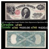 1917 $1 Large Size Legal Tender Note Grades xf Sig