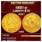 IE 1851-o Gold Liberty Eagle $10 ms62 USCG