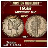 IO 1938 Proof Mercury Dime 10c pr67 SEGS