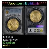 PCGS 1898-s Gold Liberty Double Eagle $20 ms62 PCG