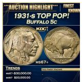 IE 1931-s Buffalo Nickel TOP POP! 5c ms67+ SEGS
