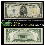 1934A $5 Silver Certificate North Africa WWII Emer