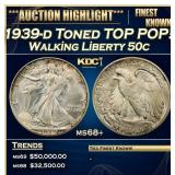 IS 1939-d Walking Liberty Half Dollar Toned TOP PO