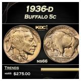 1936-d Buffalo Nickel 5c Grades ms66