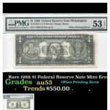 Rare 1988 $1 Federal Reserve Note Mint Error au53