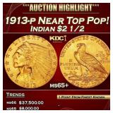 IS 1913-p Gold Indian Quarter Eagle Near Top Pop!