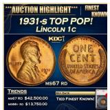 YO 1931-s Lincoln Cent TOP POP! 1c ms67 rd SEGS