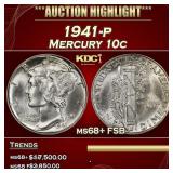 IS 1941-p Mercury Dime 10c ms68+ FSB SEGS