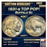 1931-s Buffalo Nickel TOP POP! 5c ms67+ SEGS
