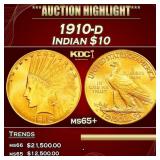 IO 1910-d Gold Indian Eagle $10 ms65+ SEGS