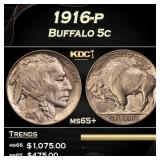 YC 1916-p Buffalo Nickel 5c Grades ms65+