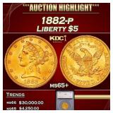 1882-p Gold Liberty Half Eagle $5 ms65+ SEGS