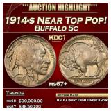 IE 1914-s Buffalo Nickel Near Top Pop! 5c ms67+ SE