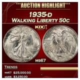 IO 1935-d Walking Liberty Half Dollar 50c ms67 SEG