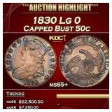 IE 1830 Lg 0 Capped Bust Half Dollar 50c ms65+ USC