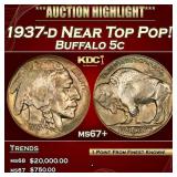 IE 1937-d Buffalo Nickel Near Top Pop! 5c ms67+ SE
