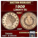 YC 1909 Proof Liberty Nickel 5c pr67 SEGS