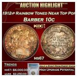 IE 1912-p Barber Dime Rainbow Toned Near Top Pop!