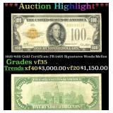 1928 $100 Gold Certificate FR-2405 Signatures Wood