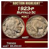 IE 1923-p Buffalo Nickel 5c ms67 SEGS