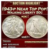YC 1943-p Walking Liberty Half Dollar Near Top Pop