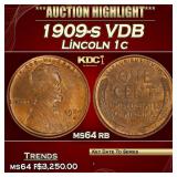 IS 1909-s VDB Lincoln Cent 1c ms64 rb SEGS