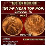 IS 1917-p Lincoln Cent Near Top Pop! 1c ms67+ rd S