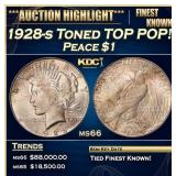 IE 1928-s Peace Dollar Toned TOP POP! $1 ms66 SEGS