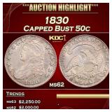 IR 1830 Capped Bust Half Dollar 50c ms62 USCG