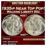 1935-p Walking Liberty Half Dollar Near Top Pop! 5