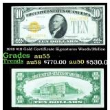 1928 $10 Gold Certificate Signatures Woods/Mellon