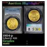 IS PCGS 1904-p Gold Liberty Double Eagle $20 ms62